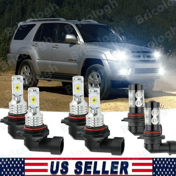 For 2003 2004 2005 Toyota 4Runner - 6000K LED Headlight High Low Beam Fog Light