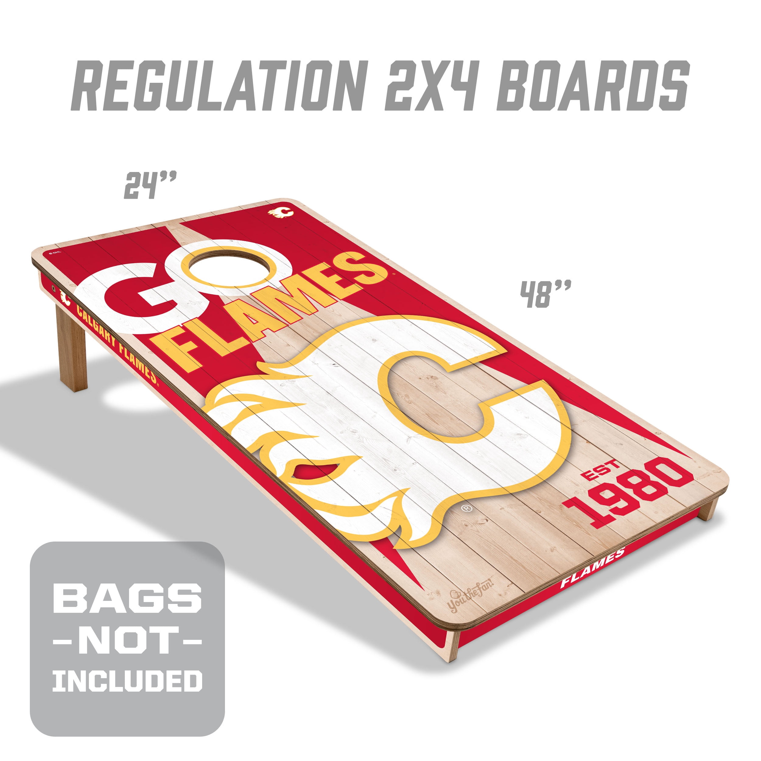 YouTheFan NHLCalgary Flames 2' x 4' Cornhole Game No Bags