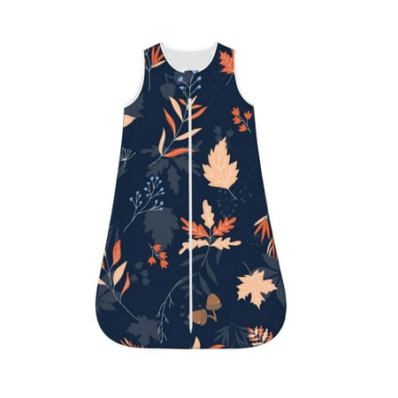 

Haiem Autumn Leaves With Blue Printed Baby Sleep Sack 0-6 Months Muslin Baby Sleeping Bag Zipper Toddler Wearable Blankets Comfy Stretchy Thin Sleep Sacks-X-Large