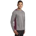 thumbnail image 4 of Sport-Tek Long Sleeve Heather Colorblock Contender Tee-4XL (Vintage Heather/ Maroon), 4 of 6