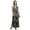 Dark Gray, variant on Floral Ladies Crew Neck Waist String Print Maxi Dress with Side Slits Summer Wear-Medium
