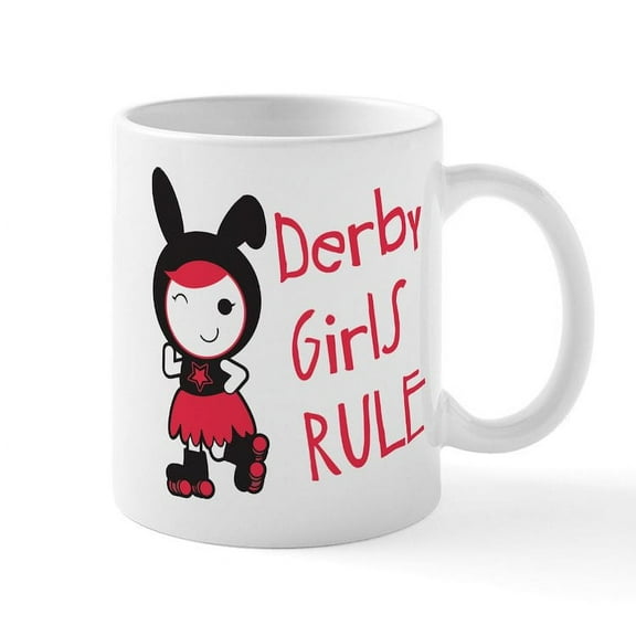 CafePress - Roller Derby Derby Girls Rule Mug - 11 oz Ceramic Mug - Novelty Coffee Tea Cup