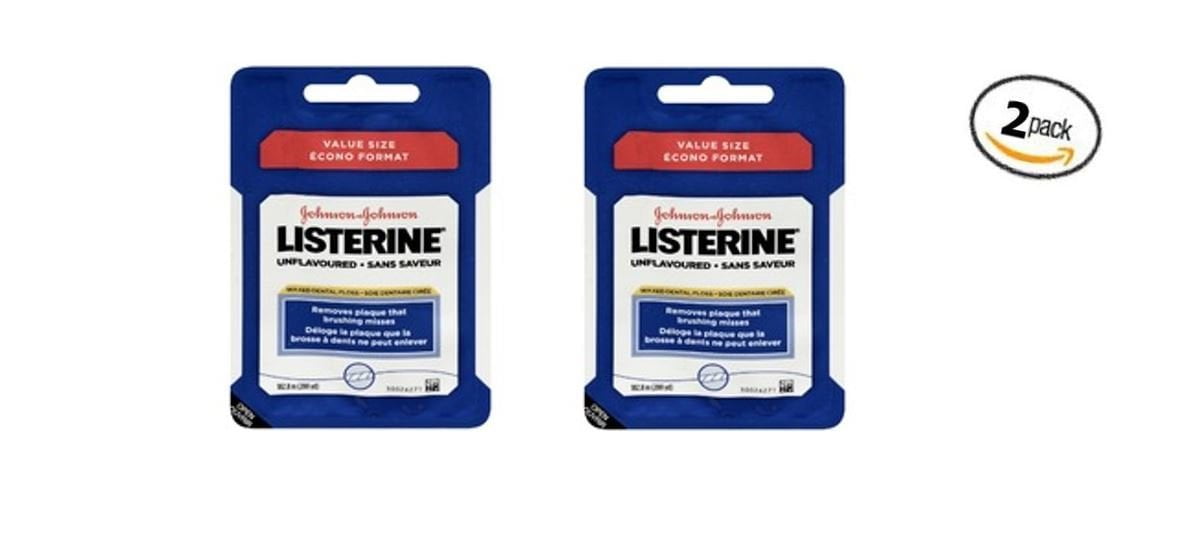 Listerine Waxed Dental Floss Unflavored Value Size 200 Yard (Pack of 2