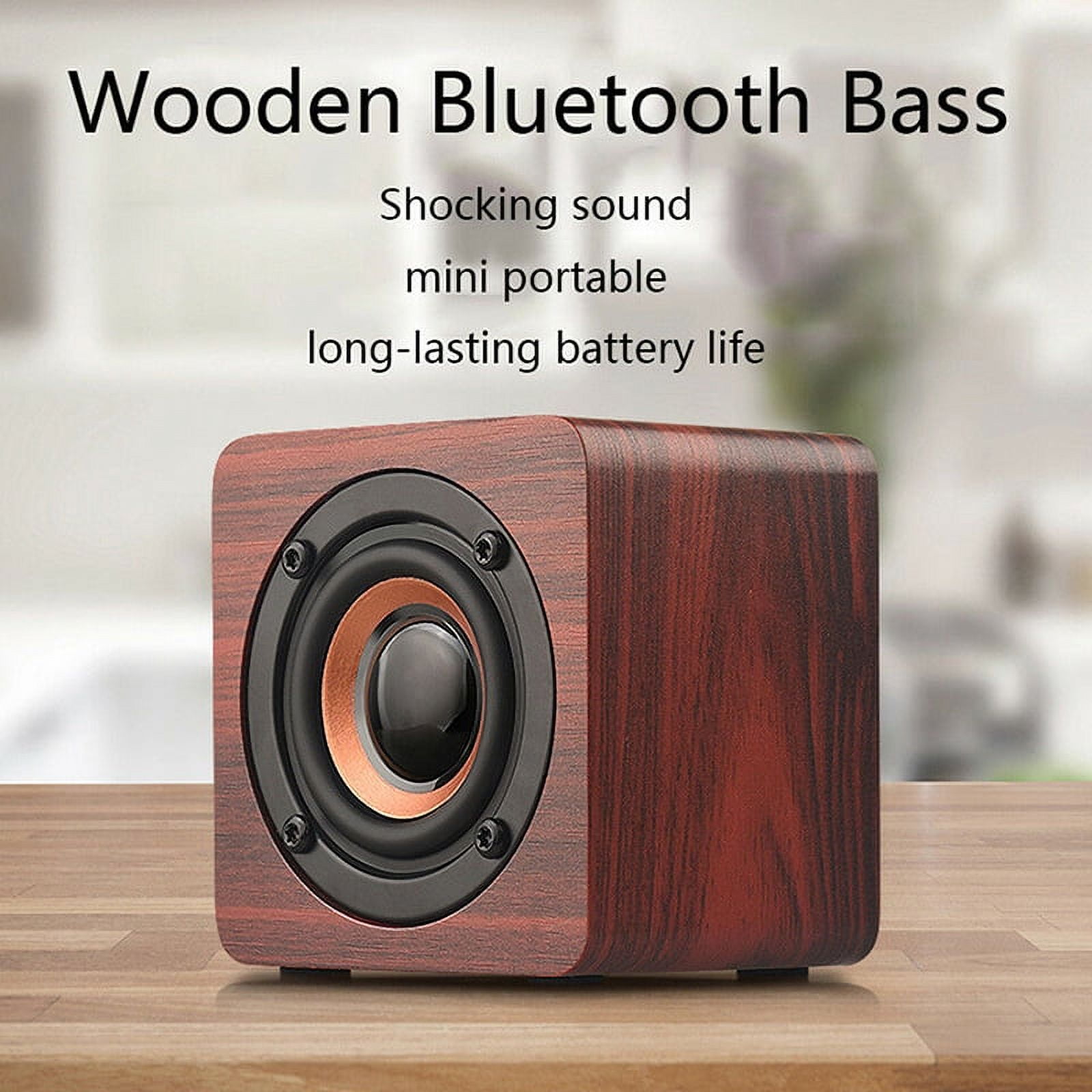 Q1 Wooden Mini Portable Mega Bass Wireless Bluetooth Speaker(Red), ZA