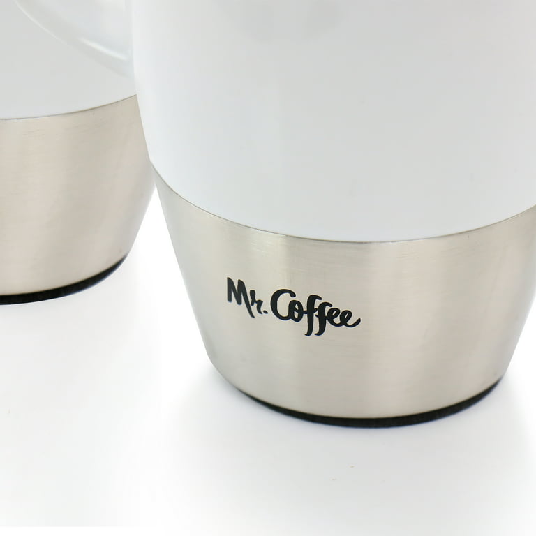 Mr. Coffee Coupleton Dot 15 oz. Blue Stoneware and Stainless Steel Travel Mug (Set of 4) with Lid