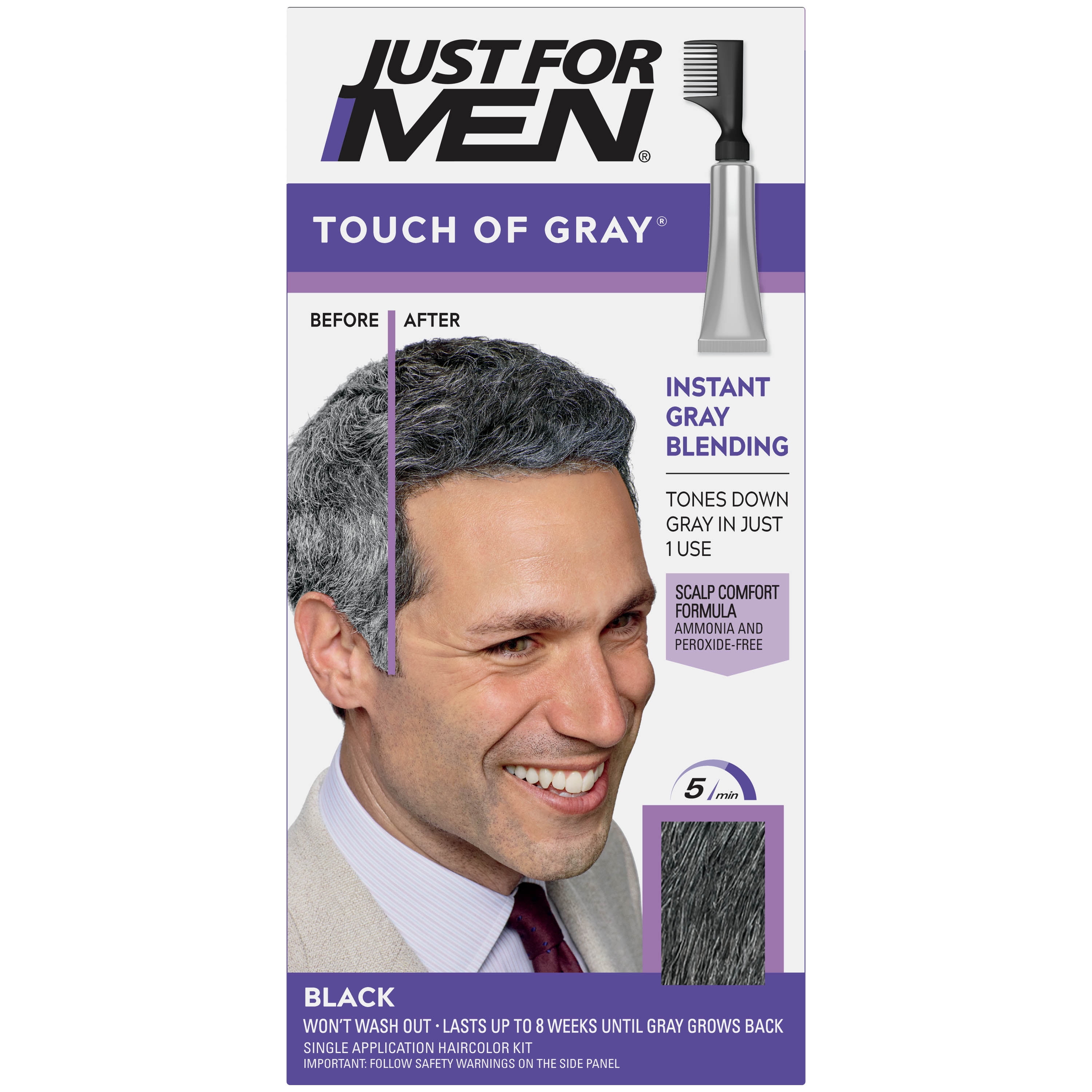 Just For Men Touch of Gray Hair Color, T-55 Black 