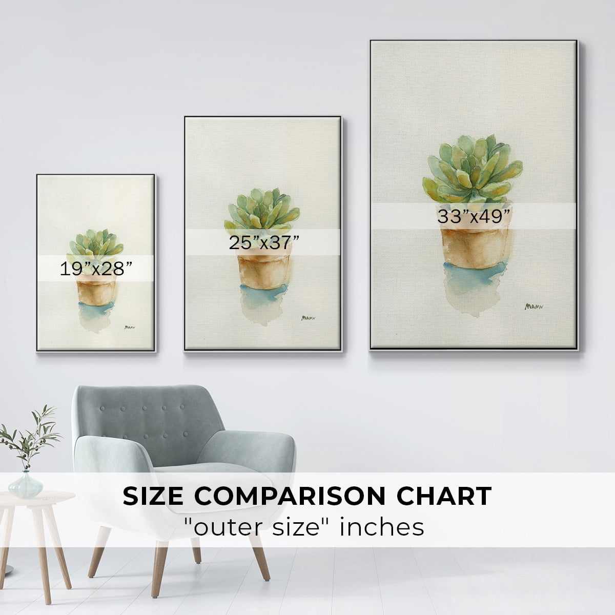 Succulent II Framed Premium Gallery Wrapped Canvas - Ready to Hang - 17 x 25 - White Floating Frame
