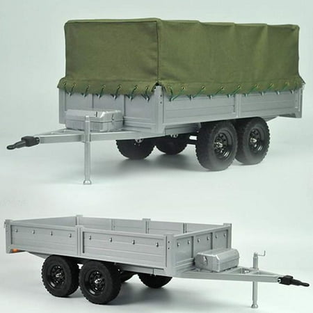 T007 Dual Axle Utility Trailer Kit w/Tarpaulin and LED Lighting for Scaler Trucks (2 Twin Axle Covered