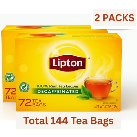 Lipton Black Tea, Decaffeinated, Tea Bags 144 Ct