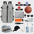thumbnail image 4 of Sports Backpack with Ball Holder & Separate Shoe Bag,Multifunctional Waterproof Basketball Soccer Bag Outdoor Travel Backpack for Men Women,Grey, 4 of 7