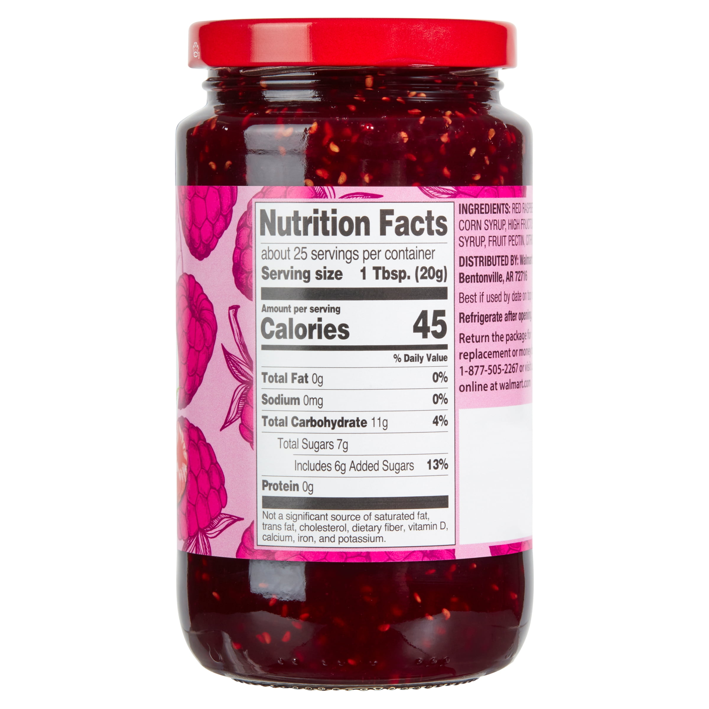 (4 pack) Great Value Red Raspberry Preserves, 18 oz
