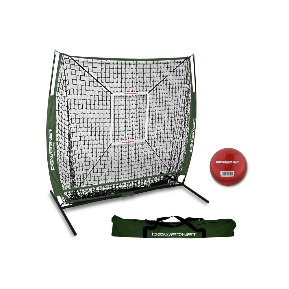 5x5 Baseball Softball Practice Hitting Net Bundle (w/ strike