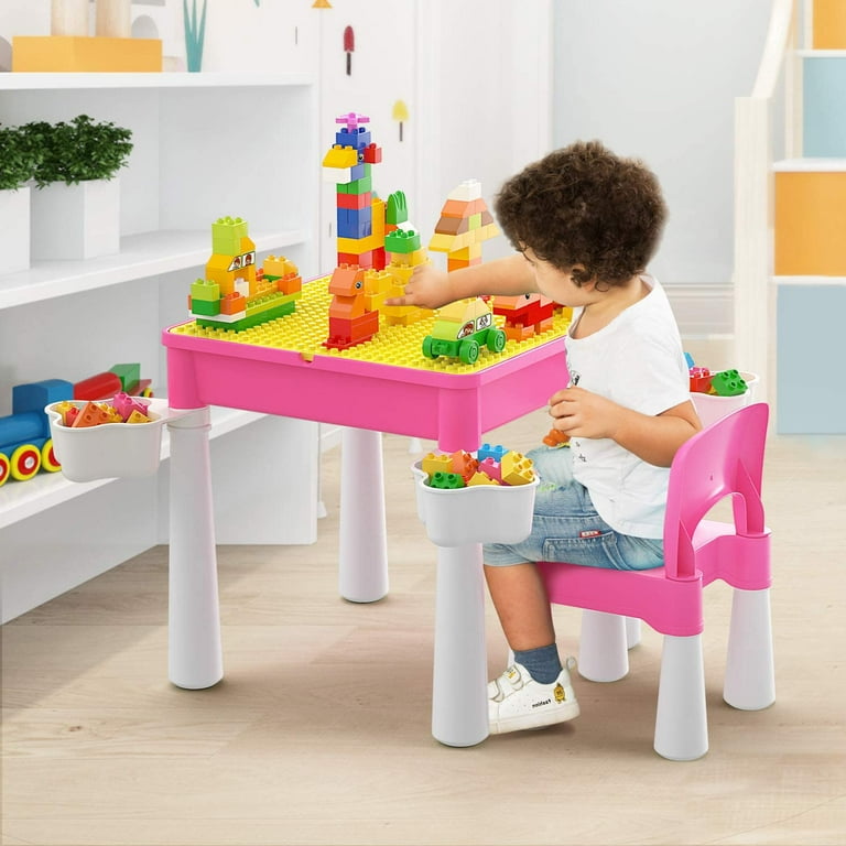Large Building Bricks Table, Kids Table With Storage, Activity