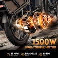 thumbnail image 4 of TST Electric Bike, 1500W E-Mountain Bike, 48V/15AH Removable Battery UL2849, Max Range 80Miles, 20" Fat Tire Ebike, 28mph Fast Cargo Ebikes, Electric Bicycle, 4 of 8