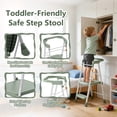 thumbnail image 4 of LevLad Toddler Kitchen Step Stool Helper for Kids, Foldable Learning Standing Tower for Kitchen Counter, Bathroom, Green, 4 of 9