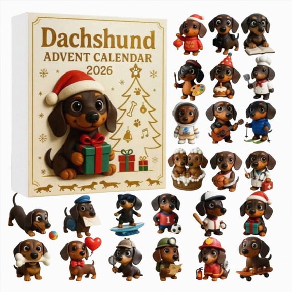 2026 Advent Calendar 24 Dog Collectible Surprises With Festive Puppy Acrylic Figures For Lovers Family Christmas Decor Holiday Advent Gift