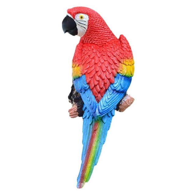 CAIROYAR Estatua de pájaro loro de resina, adorno decorativo para jardín al aire libre, decoración de árbol