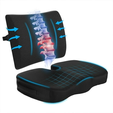 Behome Seat Cushion and Lumbar Support Pillow Set for Office Chairs, Back Support Memory Foam Gel Cushion for Tailbone Pain Relief, for Office Chair, Gaming Chair and Car Seat