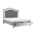 thumbnail image 2 of Modern Silver Finish Queen Platform Bed LED Headboard with Footboard Storage Wooden Bedroom Furniture, 2 of 3