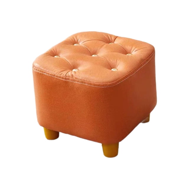 Taburete cuadrado pequeño, taburete para pies, muebles estables, taburete elegante para cambiar zapatos, reposapiés para entrada, sala de juegos, Naranja