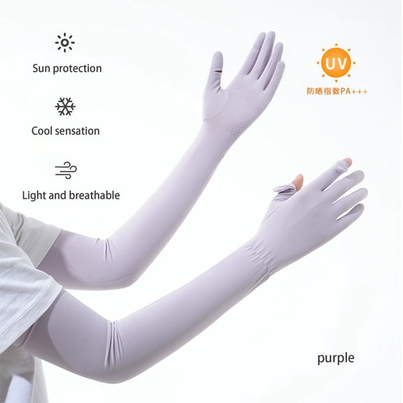 Caywon Thin Long Sleeve Uv Protection Gloves Women,Breathable Touchscreen Sun Protection Driving Gloves for Women Full Finger Arm Sleeve Long UV Sun Protection Gloves