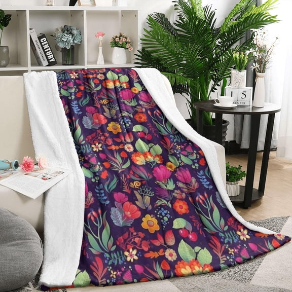 Pioneer Flower Blanket,Comfortable Soft Flannel Throw Blanket,All Season,Warm Lightweight Blankets for Sofa Bed Couch Living Room Chair,50"x60"(130x150cm)