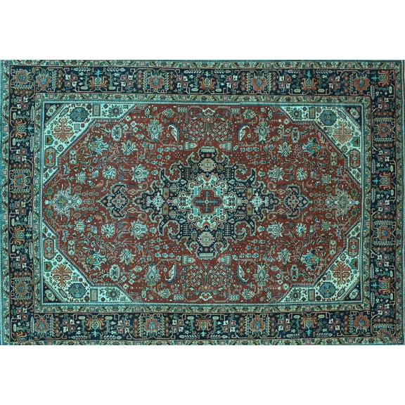 Ahgly Company Indoor Rectangle Medallion Light Blue Traditional Area Rugs, 2' x 3'