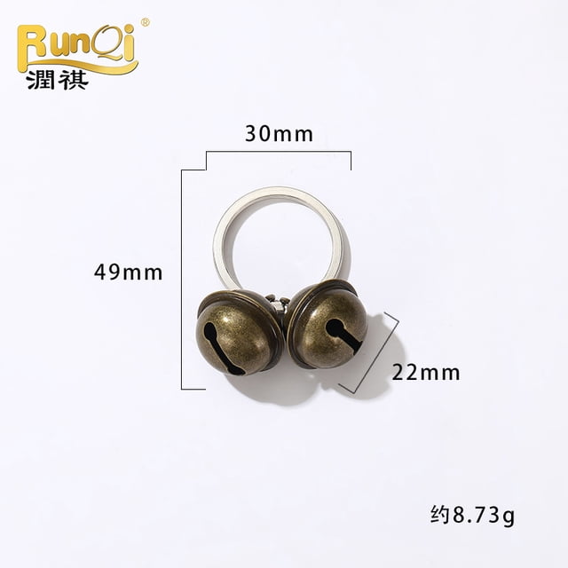 Brass bell for cats and dogs, pet bell pendant, bag keychain, brass bell (30mm flat iron ring buckle, 2 pieces, antique bronze iron wire bell)