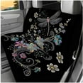 thumbnail image 3 of Pzuqiu 14 Pcs Interior Set Boho Flower Dragonfly Front Rear Seat Covers for Cars Steering Wheel Seat Belt Headrest Coasters Center Console Cushion Pad Key Chain Decorative Universal Fit Most Auto, 3 of 7