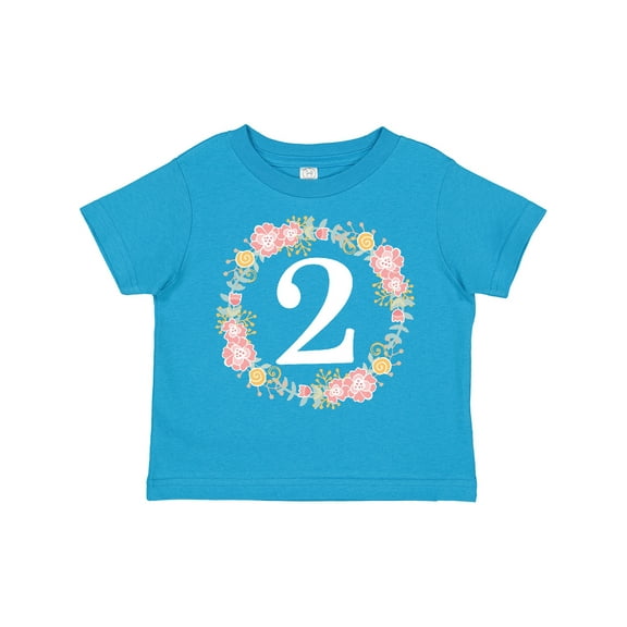 Inktastic 2nd Birthday Rose Wreath 2 Year Old Girl Girls Toddler T-Shirt