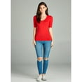 thumbnail image 3 of Emmalise Women's Slim Athletic Fit Neck Tshirt Half Sleeves Top (Red, Large), 3 of 6