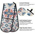 thumbnail image 2 of Yayeee Double Oven Mitt Kitchen Heat Resistant Baking 35" x7" Quilted Glove, Navy Blossom Mosaic, 2 of 6