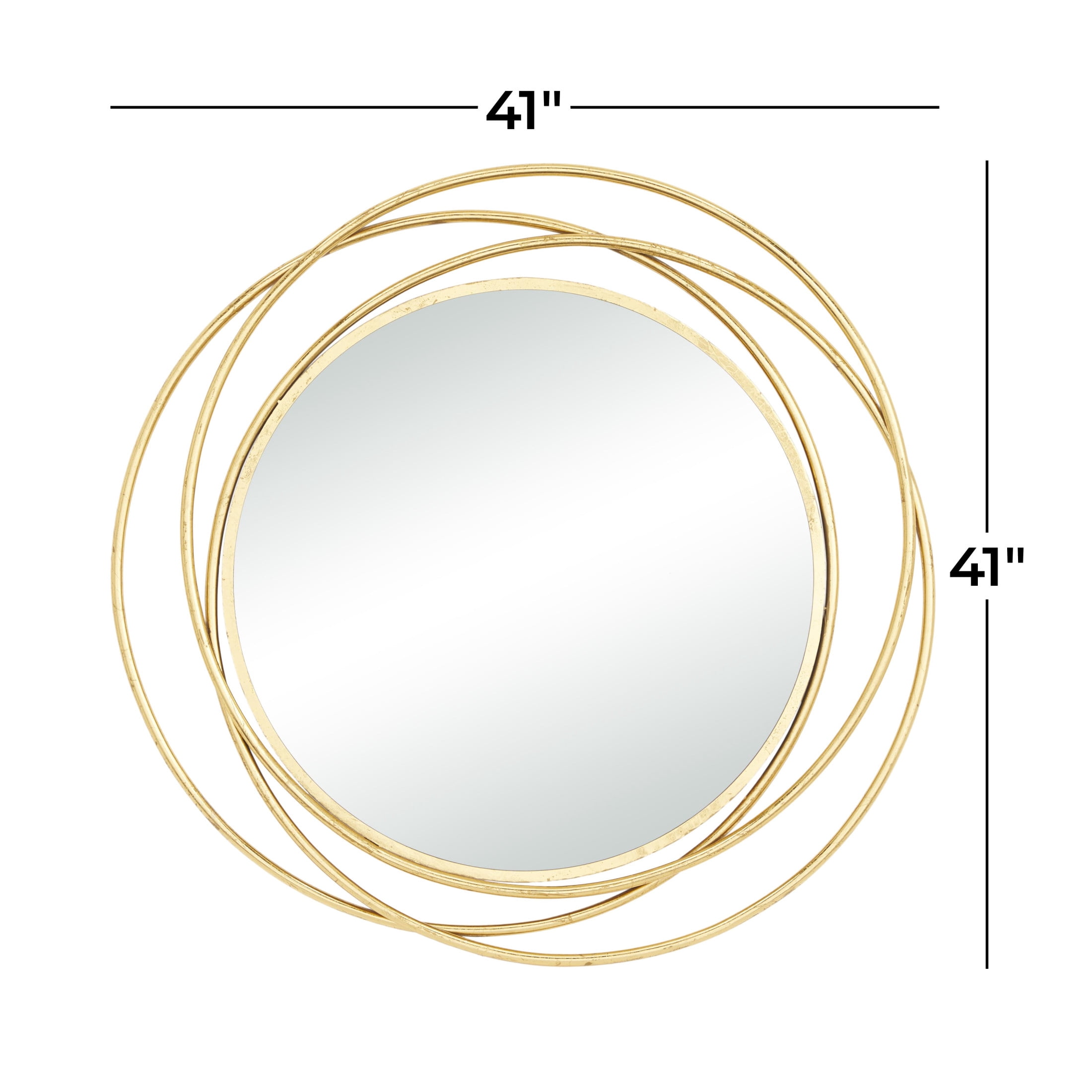 DecMode 41" x 41" Gold Wall Mirror with Overlapping Circles