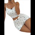 thumbnail image 2 of Conjunto de Pijama de 2 Piezas con Estampado Gráfico para Mujer, Pantalones Cortos y Top de Verano, Conjuntos de Estar por Casa Acanalados. Negro S, 2 of 8