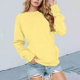 thumbnail image 2 of LIIPEE Women Hoodless Warm Solid Color Long Sleeve Round Neck Casual Athletic Pullover Tops With Pocket Woman Elegant Indoor Outdoor Wear Sweatshirts,Light Yellow,Xl, 2 of 4