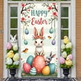 thumbnail image 3 of Cartoon Easter Bunny Banner Blue Bow Tie Rabbit Door Cover Pink Polka Dots Fluffy Texture Bunny Backdrop for Easter Decoration Door Decor Kids Party, 3 of 4