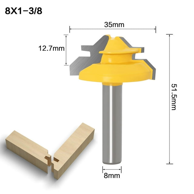 Woodworking Router Bit Set: 3-Piece 45-Degree Mortise & Tenon Cutters with 8-Handle Design, Precision Joining Tools for Wood, Durable High-Quality Construction, Easy to Use for Beginners &