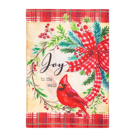 1 Pc Evergreen Cardinal Joy Burlap Garden Flag (14B12175)