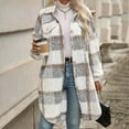 thumbnail image 2 of KIHOUT Women's Flannel Plaid Shacket Fall Oversized Long Button Down Shirt Jacket Fuzzy Trench Coat, 2 of 8