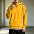 thumbnail image 2 of OIOLOYJM Hoodies for Men Casual Relaxed Fit Drawstring Cozy Warm Workout Hooded Sweatshirts Fashion Outdoor Daily Pullover with Kangaroo Pocket Yellow 2XL, 2 of 5