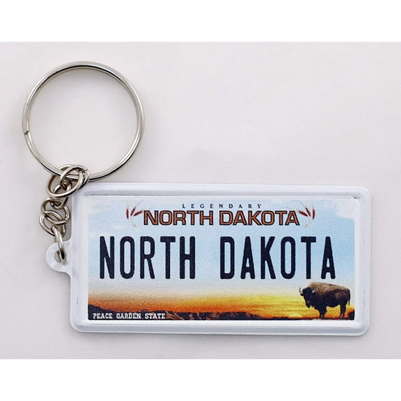 North Dakota License Plate Aluminum Ultra-Slim Rectangular Souvenir Keychain