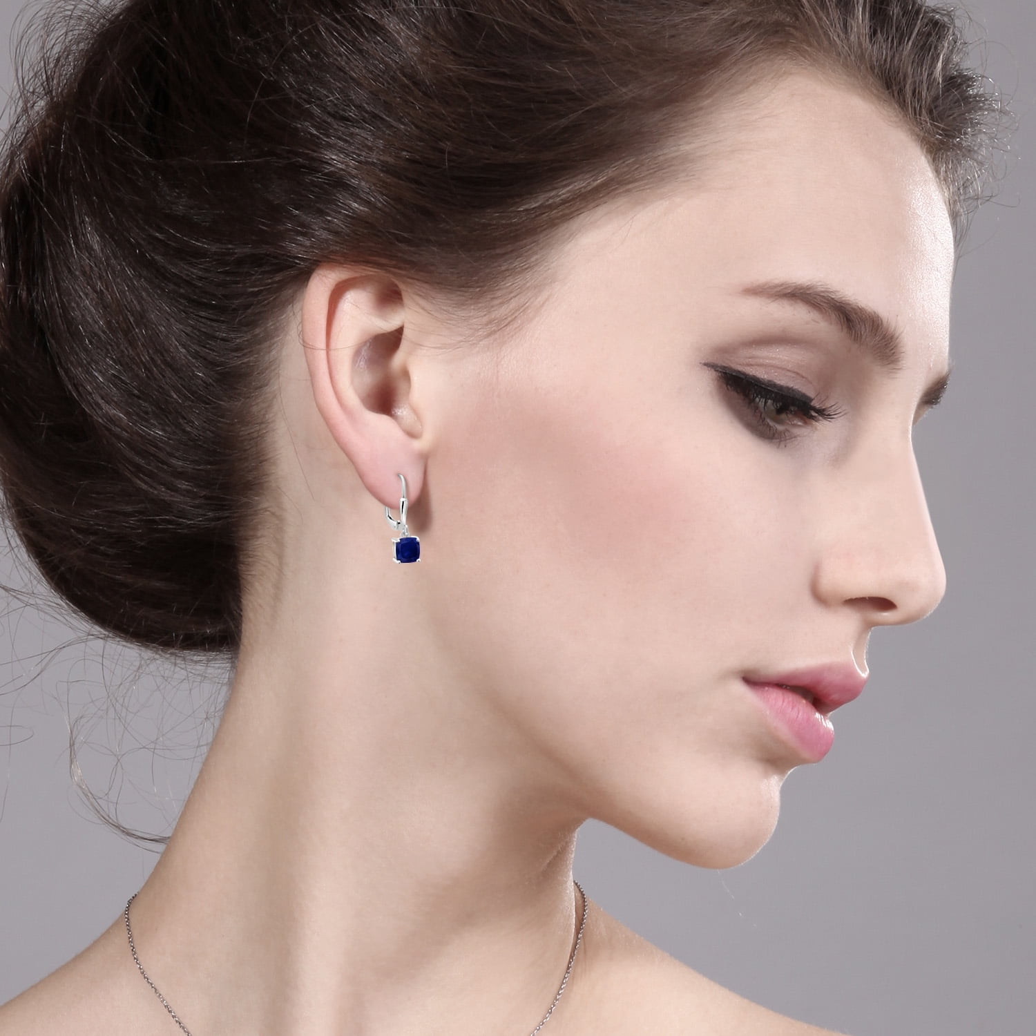 Gem Stone King 925 Sterling Silver Blue Sapphire Dangle Earrings for Women (2.60 Cttw, Gemstone September Birthstone, Cushion 6MM)