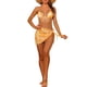 thumbnail image 2 of INSPIRAR CHIC Conjuntos de Bikini de 3 Piezas con Tie Dye para Mujeres, Trajes de Baño Halter con Falda Sarong, Traje de Baño Mediano Naranja, 2 of 5