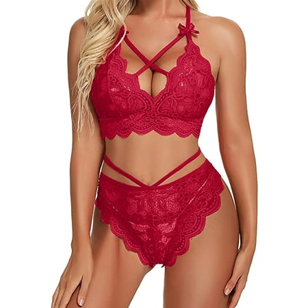 

B91xZ Lingerie For Women Ladies Three Point Lingerie Lace Bra Panties Two Piece Suit 5x Lingerie for plus Size Women Large