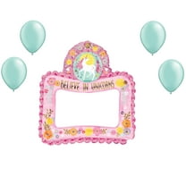 LOONBALLOON Unicorn Theme Balloon Set, 27 Inch Magical Unicorn Air-Fill Selfie Frame Balloon and 4x latex balloons