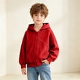 thumbnail image 5 of Sevevn Kids Boys Girls Fleece Zip Up Hooded Jacket Raglan Sleeve Solid Color Lightweight Hoodie Coat with Pockets Casual Outerwear, 5 of 9