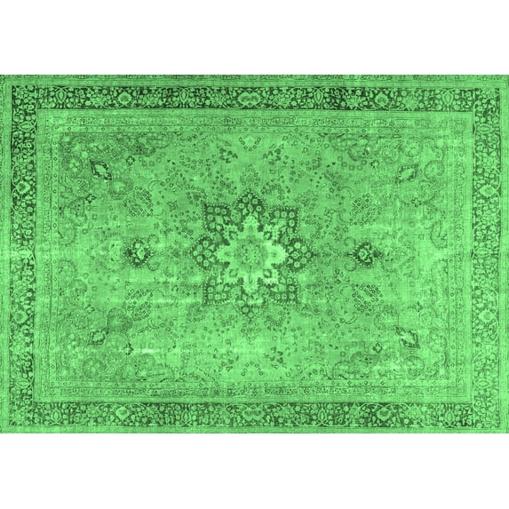 Ahgly Company Indoor Rectangle Persian Emerald Green Traditional Area Rugs, 7' x 10'