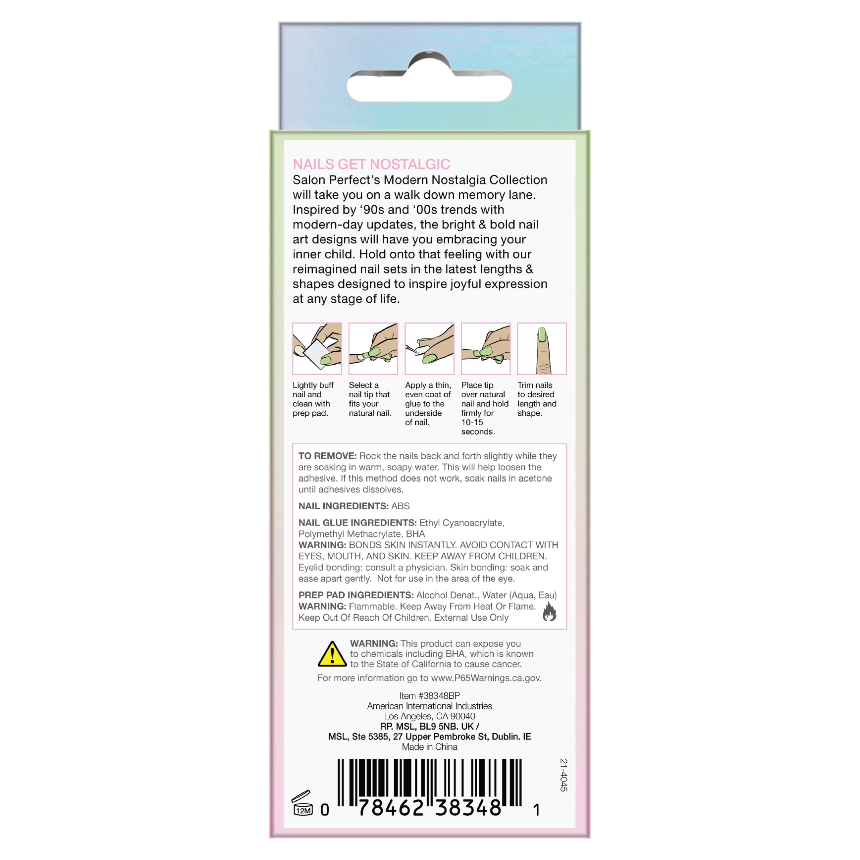 Salon Perfect Artificial Fake Press-ons, 340 Modern Nostalgia, Ying Yang, Medium Almond, File and Glue Included, 30 Nails