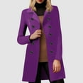 thumbnail image 2 of YDFCWXW Winter Trench Coats for Women's Casual Stand Collar Pea Double Overcoat Purple, XL, 2 of 5