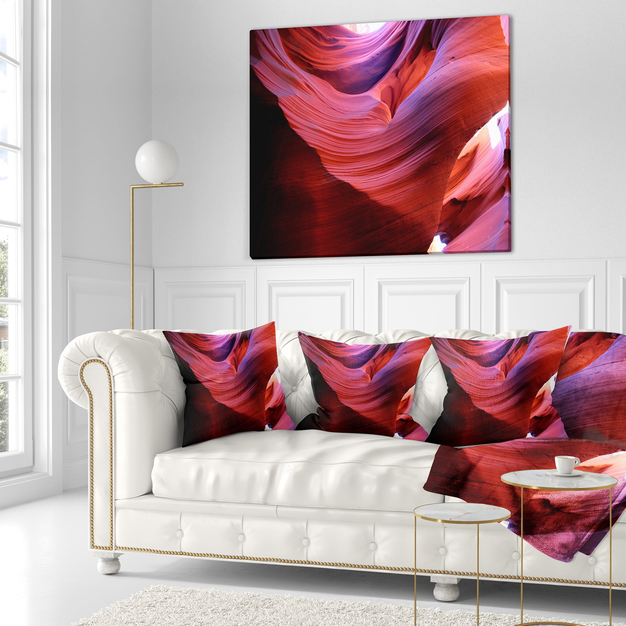 Designart Antelope Canyon Light Rays - Landscape Photography Throw Pillow - 18x18